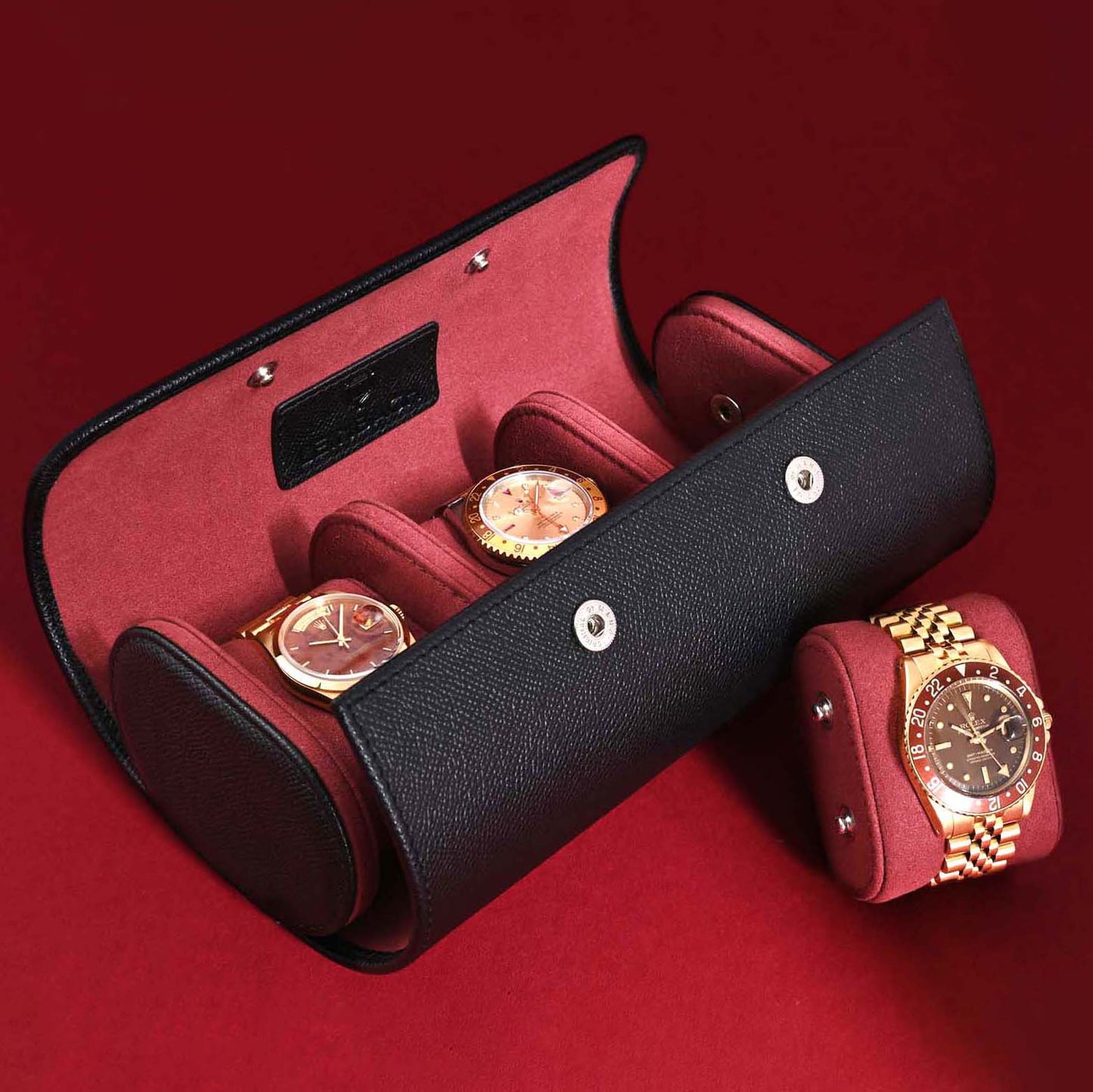 Watch roll "Black Bordeaux" for 3 watches