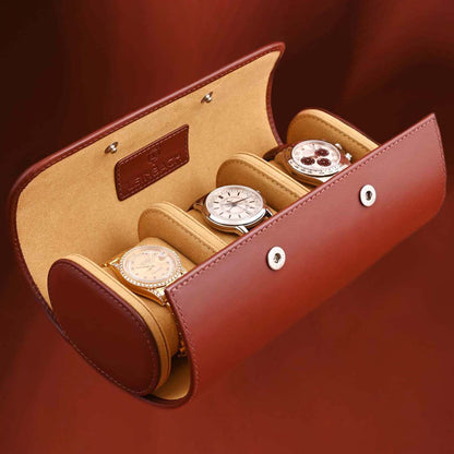 Watch roll "Cognac" for 3 watches